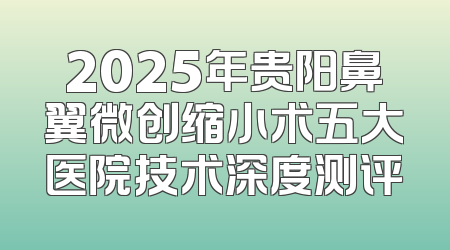 2025年贵阳鼻翼微创缩小术五大医院技术深度测评