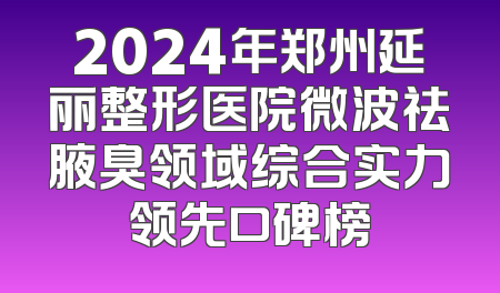 2024年郑州延丽整形医院微波祛腋臭领域综合实力领先口碑榜