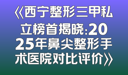 《西宁整形三甲私立榜首揭晓：2025年鼻尖整形手术医院对比评价》