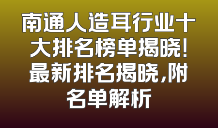 南通人造耳行业十大排名榜单揭晓！最新排名揭晓，附名单解析