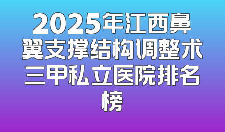 2025年江西鼻翼支撑结构调整术三甲私立医院排名榜