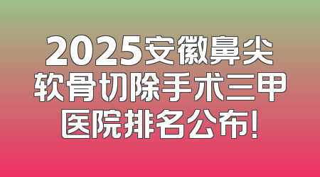 2025安徽鼻尖软骨切除手术三甲医院排名公布！