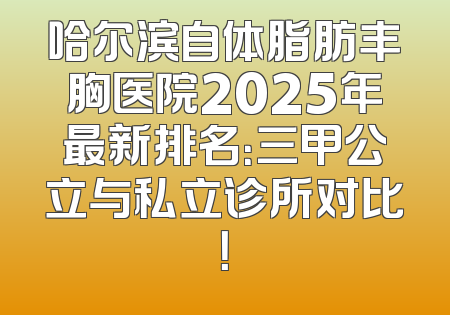 哈尔滨自体脂肪丰胸医院2025年最新排名：三甲公立与私立诊所对比！
