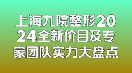 上海九院整形2024全新价目及专家团队实力大盘点