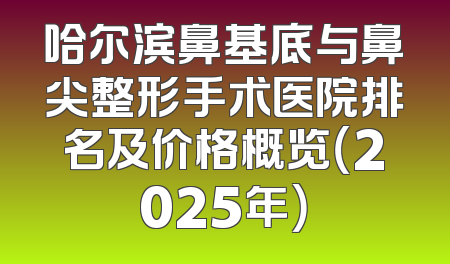 哈尔滨鼻基底与鼻尖整形手术医院排名及价格概览（2025年）