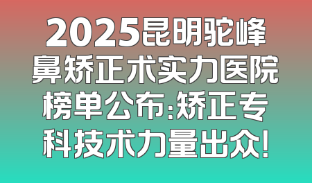 2025昆明驼峰鼻矫正术实力医院榜单公布：矫正专科技术力量出众！