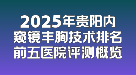 2025年贵阳内窥镜丰胸技术排名前五医院评测概览