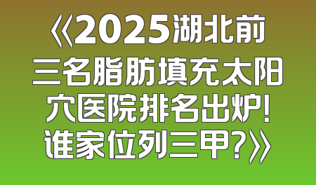 《2025湖北前三名脂肪填充太阳穴医院排名出炉！谁家位列三甲？》