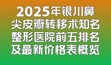 2025年银川鼻尖皮瓣转移术知名整形医院前五排名及最新价格表概览