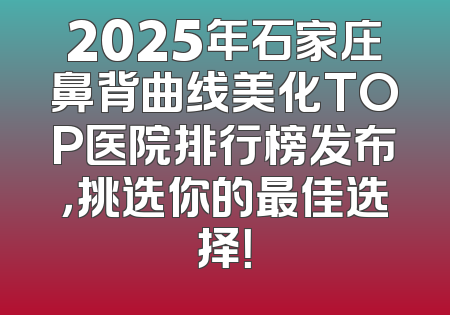 2025年石家庄鼻背曲线美化TOP医院排行榜发布，挑选你的最佳选择！
