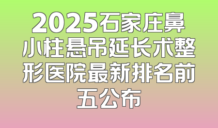 2025石家庄鼻小柱悬吊延长术整形医院最新排名前五公布
