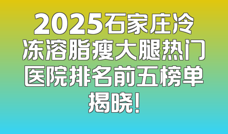 2025石家庄冷冻溶脂瘦大腿热门医院排名前五榜单揭晓！