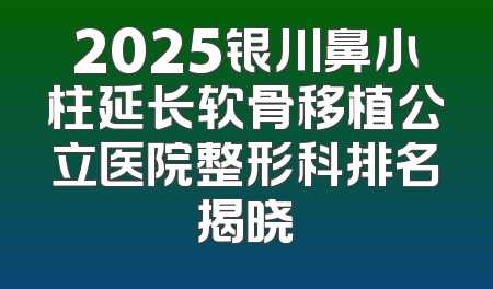 2025银川鼻小柱延长软骨移植公立医院整形科排名揭晓