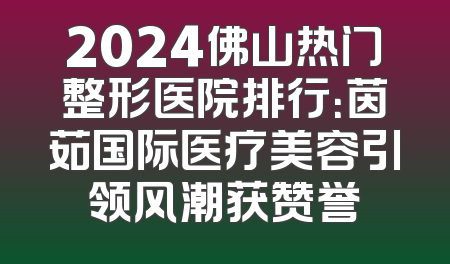 2024佛山热门整形医院排行：茵茹国际医疗美容引领风潮获赞誉