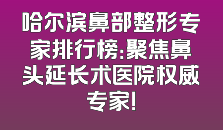 哈尔滨鼻部整形专家排行榜：聚焦鼻头延长术医院权威专家!