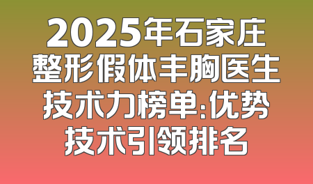 2025年石家庄整形假体丰胸医生技术力榜单：优势技术引领排名