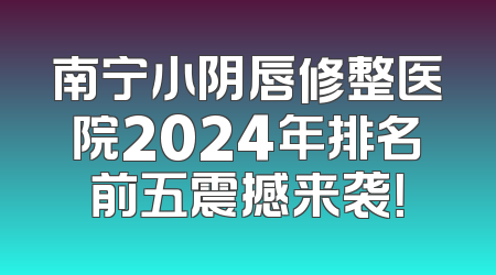 南宁小阴唇修整医院2024年排名前五震撼来袭！
