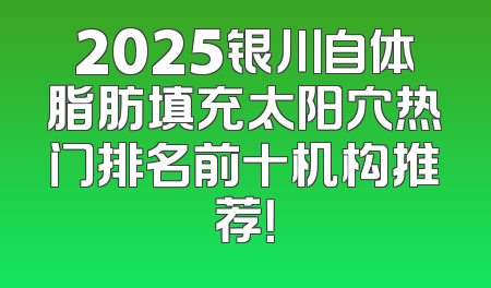 2025银川自体脂肪填充太阳穴热门排名前十机构推荐！