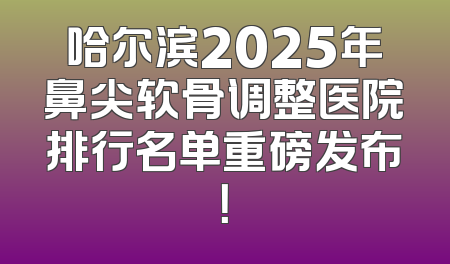 哈尔滨2025年鼻尖软骨调整医院排行名单重磅发布！