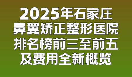 2025年石家庄鼻翼矫正整形医院排名榜前三至前五及费用全新概览