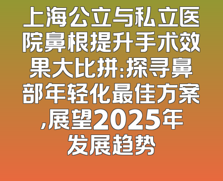 上海公立与私立医院鼻根提升手术效果大比拼：探寻鼻部年轻化最佳方案，展望2025年发展趋势