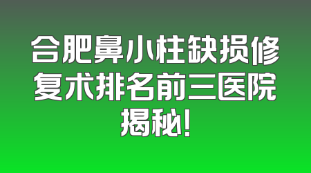 合肥鼻小柱缺损修复术排名前三医院揭秘！