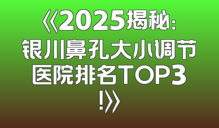 《2025揭秘：银川鼻孔大小调节医院排名TOP3！》