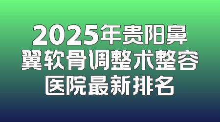 2025年贵阳鼻翼软骨调整术整容医院最新排名