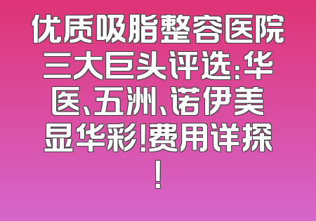 优质吸脂整容医院三大巨头评选：华医、五洲、诺伊美显华彩！费用详探！
