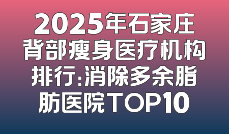 2025年石家庄背部瘦身医疗机构排行：消除多余脂肪医院TOP10