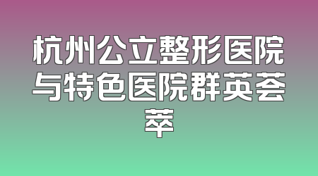 杭州公立整形医院与特色医院群英荟萃