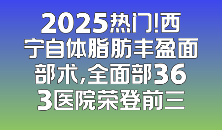 2025热门！西宁自体脂肪丰盈面部术，全面部363医院荣登前三