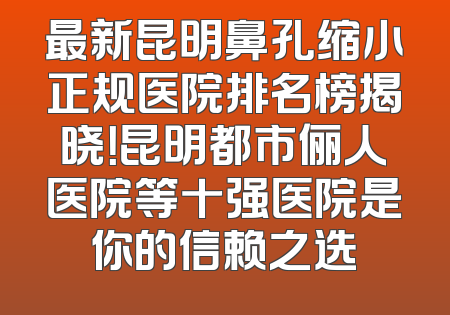 最新昆明鼻孔缩小正规医院排名榜揭晓！昆明都市俪人医院等十强医院是你的信赖之选
