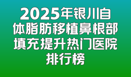 2025年银川自体脂肪移植鼻根部填充提升热门医院排行榜