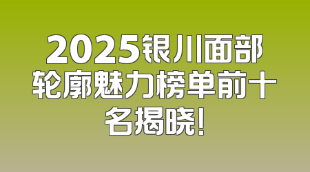 2025银川面部轮廓魅力榜单前十名揭晓！