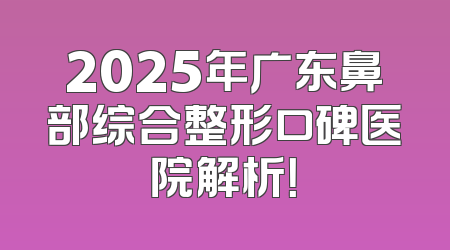 2025年广东鼻部综合整形口碑医院解析！