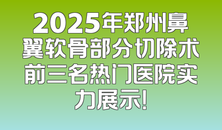 2025年郑州鼻翼软骨部分切除术前三名热门医院实力展示！