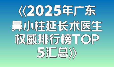 《2025年广东鼻小柱延长术医生权威排行榜TOP5汇总》