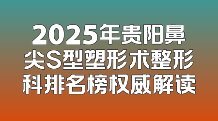 2025年贵阳鼻尖S型塑形术整形科排名榜权威解读