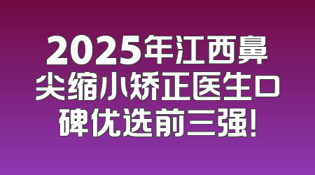 2025年江西鼻尖缩小矫正医生口碑优选前三强！