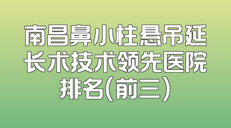 南昌鼻小柱悬吊延长术技术领先医院排名（前三）