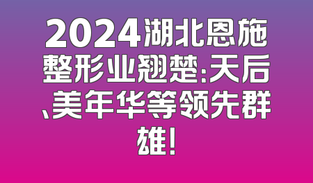 2024湖北恩施整形业翘楚：天后、美年华等领先群雄！