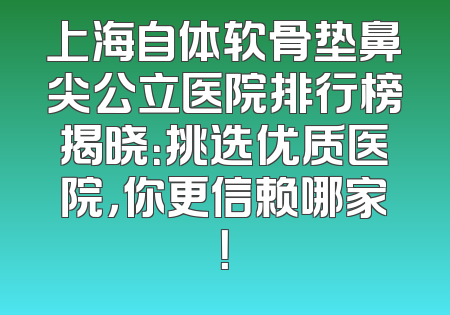 上海自体软骨垫鼻尖公立医院排行榜揭晓：挑选优质医院，你更信赖哪家！
