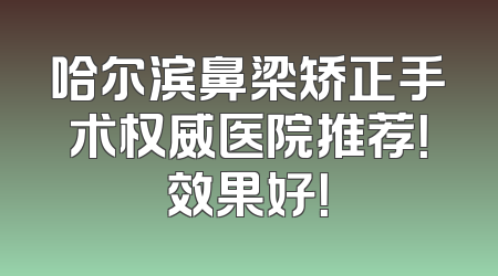 哈尔滨鼻梁矫正手术权威医院推荐！效果好！