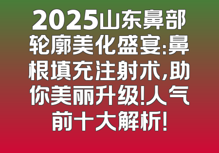2025山东鼻部轮廓美化盛宴：鼻根填充注射术，助你美丽升级！人气前十大解析！