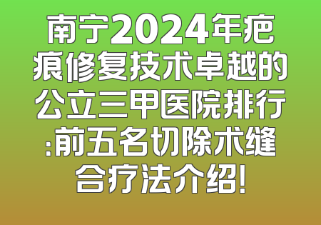 南宁2024年疤痕修复技术卓越的公立三甲医院排行：前五名切除术缝合疗法介绍！