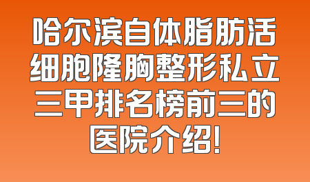 哈尔滨自体脂肪活细胞隆胸整形私立三甲排名榜前三的医院介绍！