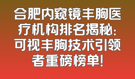合肥内窥镜丰胸医疗机构排名揭秘：可视丰胸技术引领者重磅榜单！