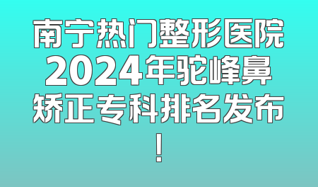 南宁热门整形医院2024年驼峰鼻矫正专科排名发布！