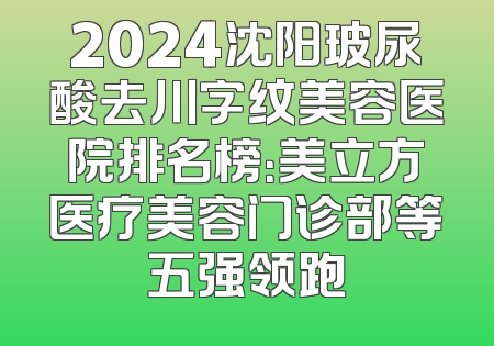 2024沈阳玻尿酸去川字纹美容医院排名榜：美立方医疗美容门诊部等五强领跑